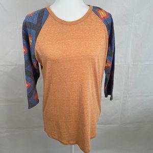 LuLaRoe Geometric 3/4 Sleeve Orange Top NWT